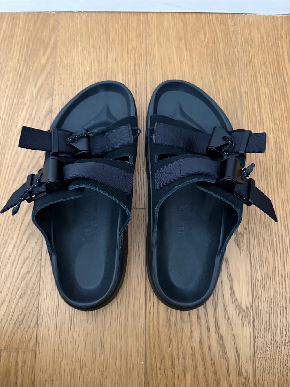 Black Strappy Buckle Birkenstock Sandals